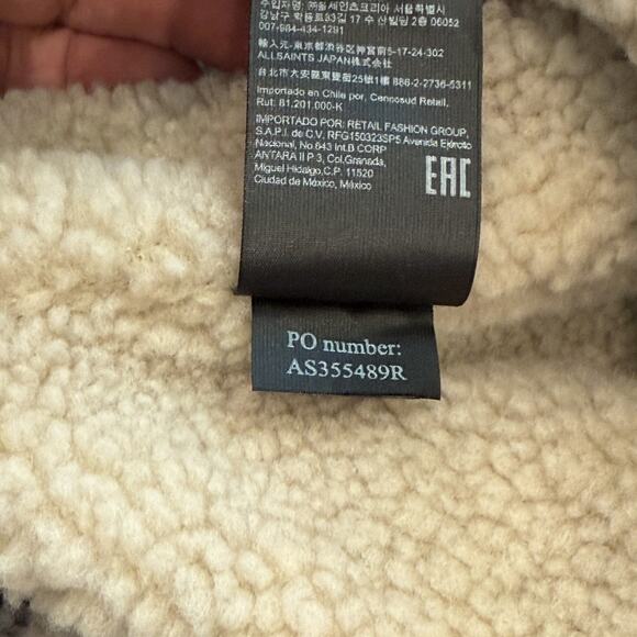 All Saints Cayuga Jacket Mens Medium Ecru Plaid Wool Blend Lined Shacket Button - Picture 7 of 16